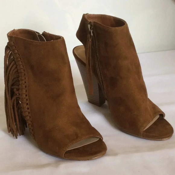 Coconuts by Matisse Cognac Open-Toe Fringed Bootie - Picture 1 of 12